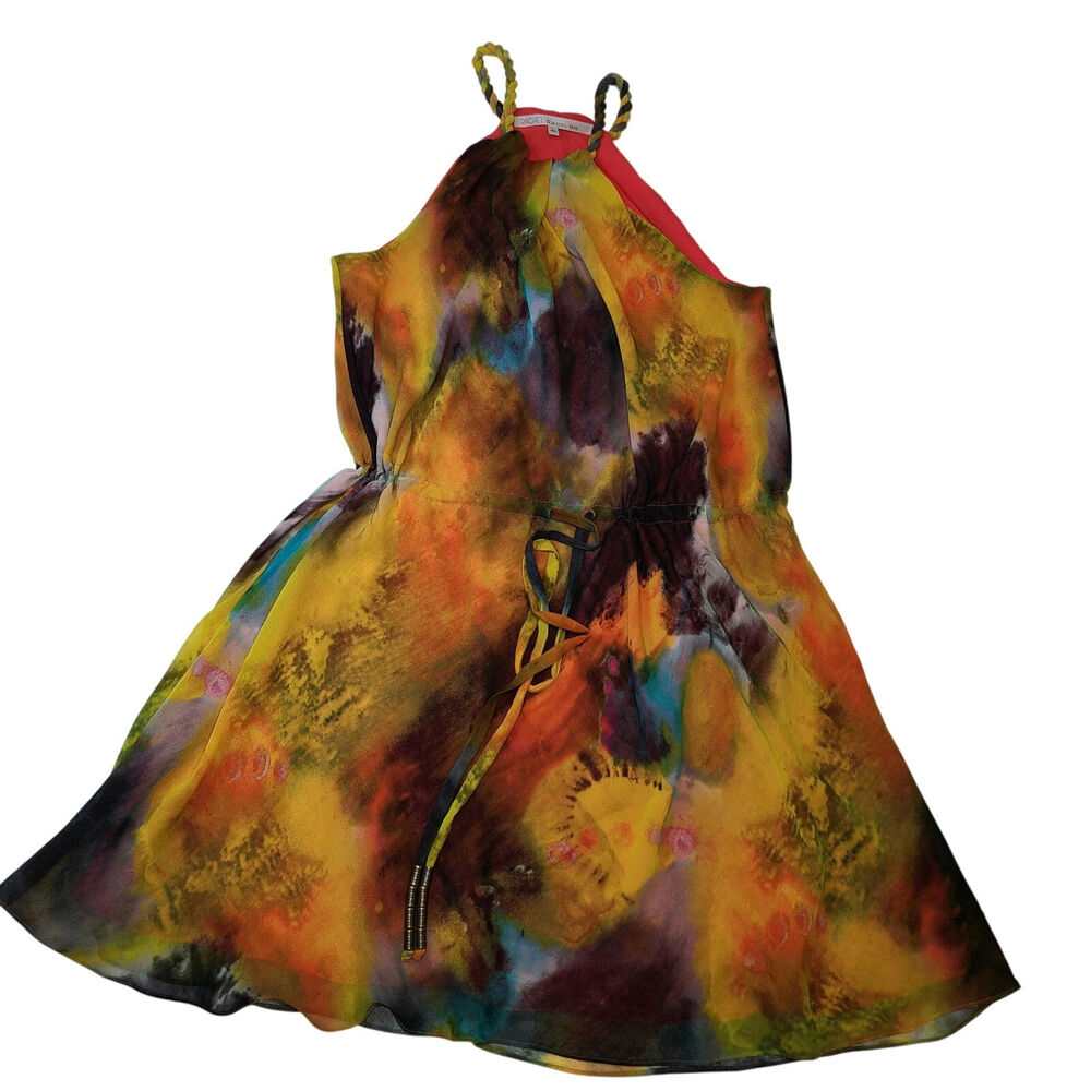 Rachel Roy Halter Neck Drew String Waist Midi Dress Size Large